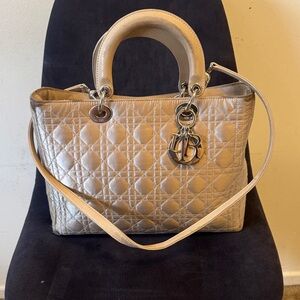 Dior Beige Quilted Shoulder Bag hand Bag please read the description